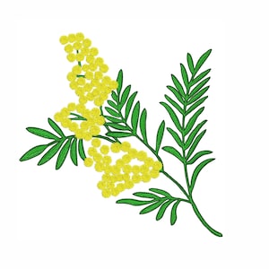 Flowers Machine Embroidery Design. 4 Sizes. Mimosa Embroidery Design