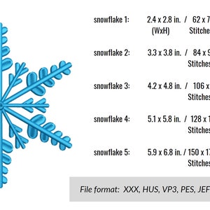 Snowflake Machine Embroidery Design. 5 Sizes. Christmas Embroidery ...
