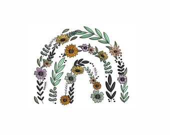 Blumen Maschinenstickerei Design. 3 Größen. Blumen Regenbogen Stickerei Design. Digitales Stickmuster