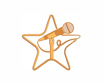 Mikrofon Maschinenstickerei, 6 Größen. Stern Stickdatei