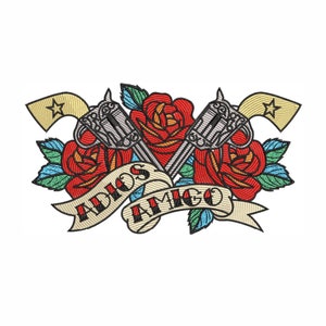 Adios Amigos Machine Embroidery Design. 3 Sizes. Western Style Embroidery Design