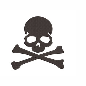 Diseño de bordado de máquina de calavera. 5 tamaños. Diseño de bordado de calavera de tibias cruzadas