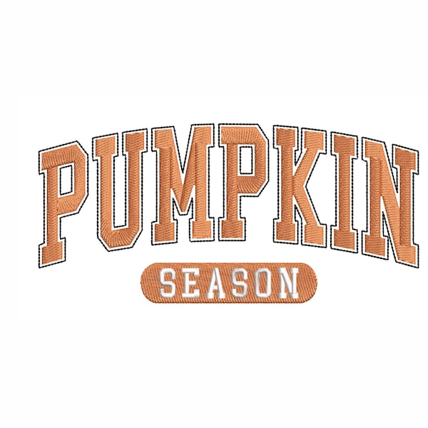 Pumpkin Season Machine Embroidery Design. 5 Sizes. Fall Vibes Embroidery Design. Varsity Embroidery Design. Instant Download