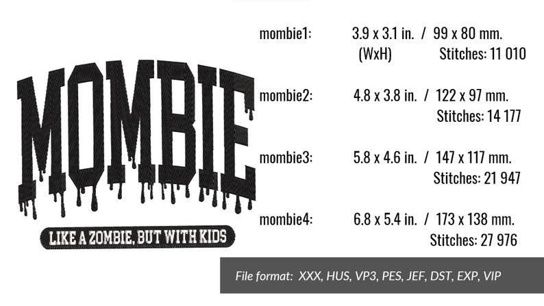 Mombie Machine Embroidery Design. 4 Sizes. Funny Mom Halloween ...