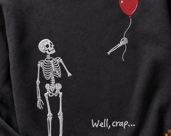 Zabawny Szkielet w 4 rozmiarach, Wzór Haftu Maszynowego, Sarkastyczny Wzór Haftu na Halloween, No cóż, Do dupy Wzór Haftu Szkieletu. Zabawny Wzór