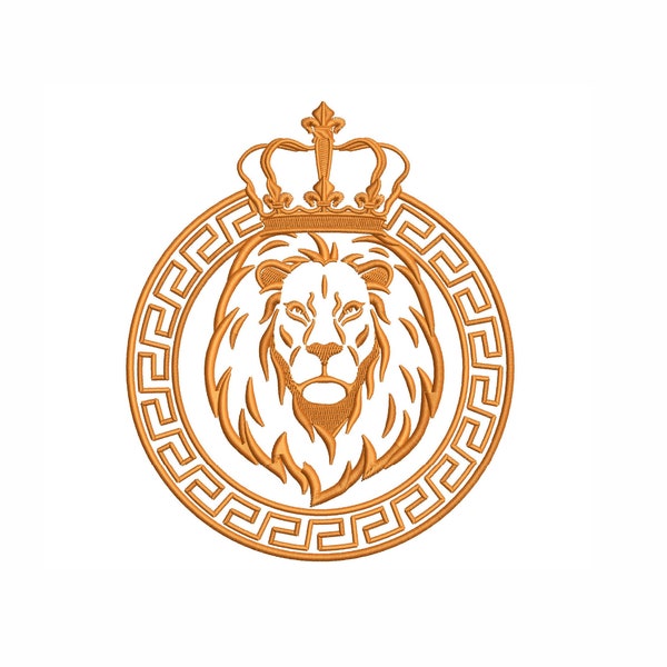 Lion with Crown Machine Embroidery Design. 4 Sizes. Lion Logo Embroidery Design