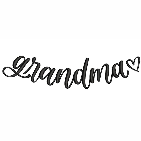 Curved Grandma Machine Embroidery Design. 4 Sizes. Grandma Collar Embroidery Design