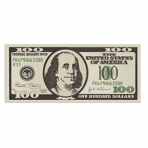 One Hundred Dollars Machine Embroidery Design. 5 Sizes. Money Embroidery Design