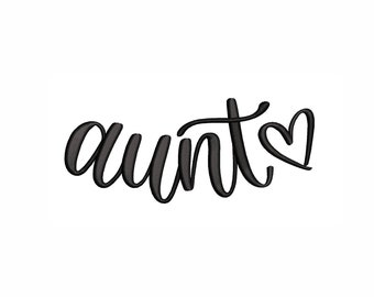 Aunt Curved Collar Machine Embroidery Design. 4 Sizes. Aunt Collar Embroidery Design. Aunt Shirt Embroidery Design.