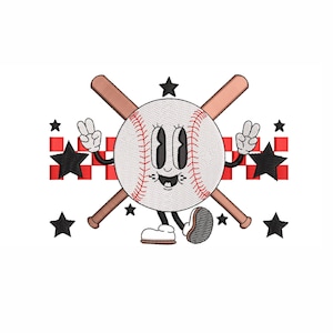Baseball Ball Stickdatei. 3 Größen. Retro Baseball Stickdatei