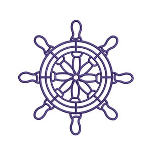 Ship&#39;s Wheel Machine Embroidery Design. 5 Sizes. Marine Embroidery Design