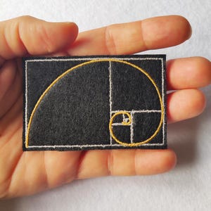 Golden Ratio Patch Embroidered Iron On – Fibonacci Spiral Patch – Math Gift – Geometry Patch – Science Gift – Teacher Gift – Nerd Patch