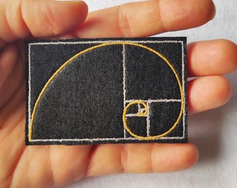 Golden Ratio Patch Embroidered Iron On – Fibonacci Spiral Patch – Math Gift – Geometry Patch – Science Gift – Teacher Gift – Nerd Patch