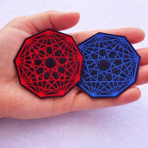 Parche de nonágono bordado termoadhesivo – Parche de geometría – Parche de matemáticas – Parche de polígono – Regalo STEM – Regalo para profesores – Parche para chaqueta de nerd