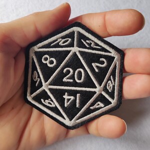 D20 Dice Patch Embroidered Iron On – DnD Gamer Gift Patch – Dungeon Master Accessory – Fantasy RPG Jacket Patch – Geek Gift Idea