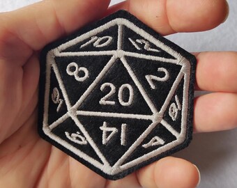 D20 Dice Patch Embroidered Iron On – DnD Gamer Gift Patch – Dungeon Master Accessory – Fantasy RPG Jacket Patch – Geek Gift Idea