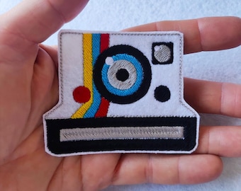 レトロなインスタントカメラパッチ - 刺繍アイロン接着/縫い付けヴィンテージ写真アップリケ