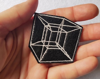 Parche Tesseracto para Planchar, Parche Hipercubo 4D Bordado, Parche Matemáticas, Ciencia, STEM, Regalo Nerd