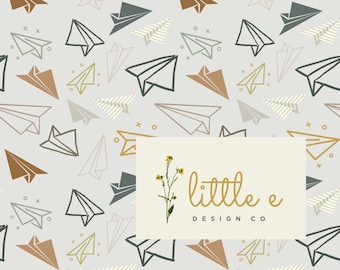 Paper Plane Seamless File, Minimal Seamless Pattern for Fabric, Paper Airplane Digital Paper, Back to School Seamless Repeat, Earth Tone Boy