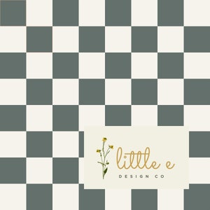 Dark Green Checker Seamless File, Minimal Seamless Pattern for Fabric, Neutral Check Digital Paper, Seamless Repeat Pattern File