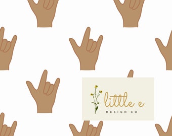I Love You Seamless File, ASL Sign Language Valentine’s Day Seamless Repeat, Minimal Neutral Valentine&#39;s Day, Earth Tone Pattern for boy