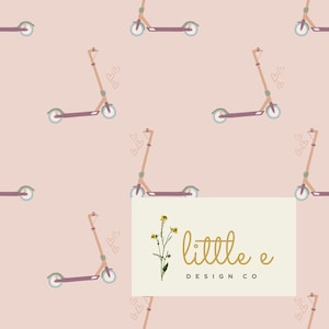 File senza cuciture per scooter rosa, motivo minimo senza cuciture per tessuto, carta digitale estiva per bambini, moderna ripetizione neutra senza cuciture per ragazze