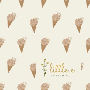 Eistüte Seamless Datei, gedecktes Neutrales Nahtloses Muster für Stoff, Erdton Sommer Digitales Papier, Beige Vanille Design für Mädchen