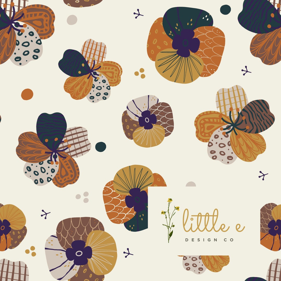 Fall Floral Seamless File, Boho Seamless Pattern for Fabric, Muted ...