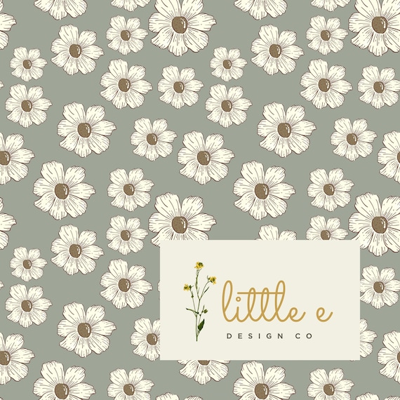 Floral Seamless File, Minimal Seamless Pattern for Fabric, Muted Colors Daisy Digital Paper, Summer Seamless Repeat, Boho Vintage Floral
