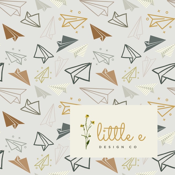 Paper Plane Seamless File, Minimal Seamless Pattern for Fabric, Paper Airplane Digital Paper, Back to School Seamless Repeat, Earth Tone Boy