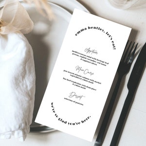 Retro + Playful Menu, Personalized Modern Wedding Menu Template, Printable Menu, Editable Menu Digital - The Emma