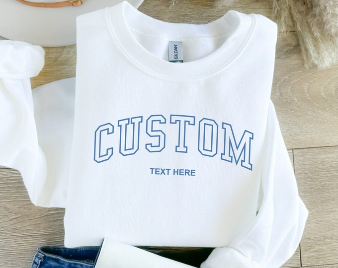 Personalized Embroidered Sweatshirt | Custom Text Embroidery Sweatshirt | Personalized Embroidered Unisex Hoodie | Custom Text Here Hoodie