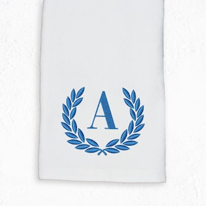 Personalized Soft 16″X 26″ Terry Velour Hand Towel, Custom letter Bath Towel, Wreath, Luxury Hand Towel, Wash Room Towel, Custom Embroidery