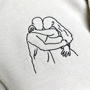 Personalized Picture Outline Hoodie Sweatshirt | Portrait Photo Couple Outline Sweatshirt | Custom Line Art Photo Hoodie | Unisex Fit Hoodie