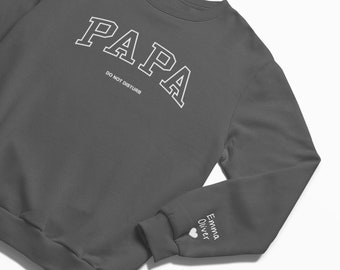brodé PAPA personnalisé | Sweat-shirt personnalisé papa broderie avec nom sur la manche | Cadeau pour papa | Sweat-shirt pour la fête des pères