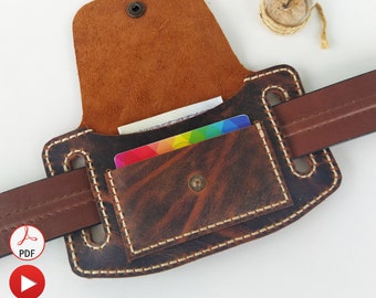 Leather Slim Belt Wallet Pattern, Belt Pouch Pattern, Card Holder Template