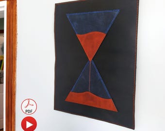 Leather Pattern, Time Waits for No One, Leather Hourglass Wall Art Pattern, Wall Decor Pattern, Home Decor Template