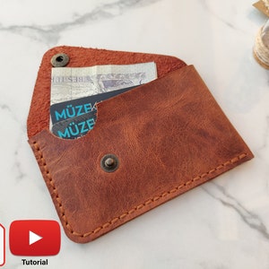 Minimalistisches Leder-Kartenhalter-Muster, Einfache Ledervorlage, Schlanke Brieftasche PDF-Muster