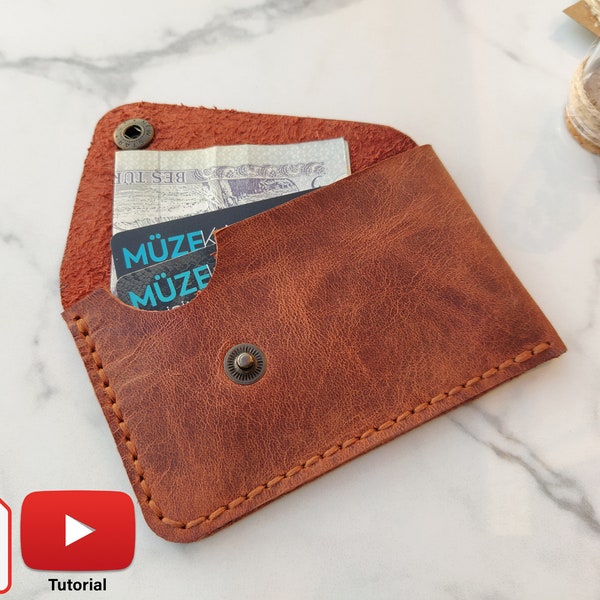 Minimalist Leather Card Holder Pattern, Simple Leather Template, Slim Wallet PDF Pattern