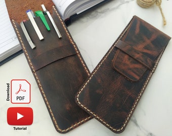 Beginner Leather Pen Case Pattern for 4 Pens, Easy and Minimalist Pen Holder Template