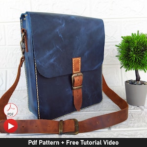 Leather Messenger Bag Pattern with Zipper Pocket, Leather Bag Pattern, Leather Bag Template, Leather Pdf Pattern