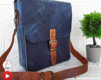 Leather Messenger Bag Pattern with Zipper Pocket, Leather Bag Pattern, Leather Bag Template, Leather Pdf Pattern