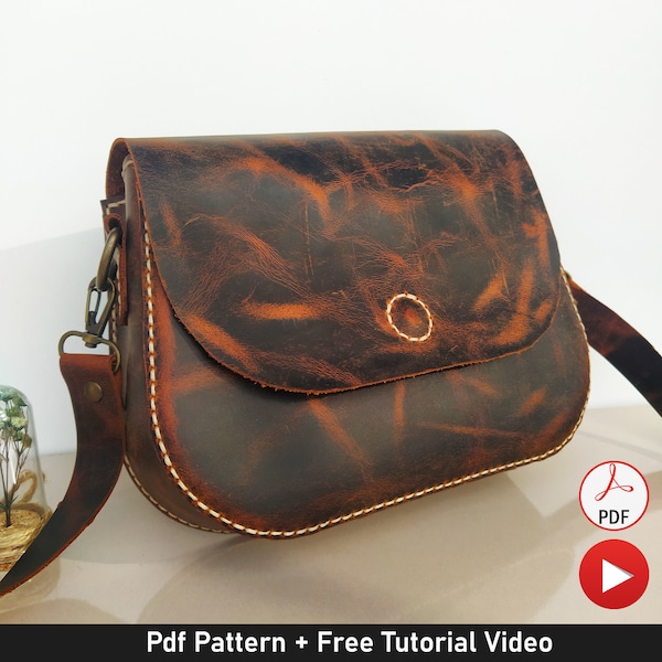 Modèle pdf de sac quotidien en cuir minimaliste, modèle de sac bandoulière pour femme, fabrication simple de sac en cuir, tutoriel vidéo de sac en cuir, modèle de sac