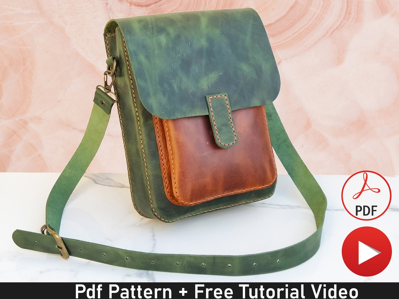 Unisex Leather Messenger Bag Pattern Simple Crossbody Bag Pdf Etsy