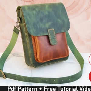 Unisex Leather Messenger Bag Pattern, Simple Crossbody Bag Pdf Pattern, Small Shoulder Bag Pattern