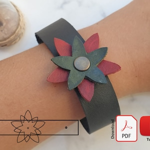 Leather Flower Bracelet Pattern for Women, Women Bracelet Template, Leather Bracelet diy