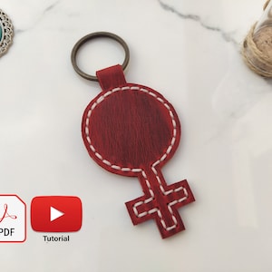 Leather Female Symbol Keychain Pattern, Empowerment Keychain Pdf, Feminist Pattern, Women Symbol, Girl Symbol