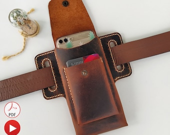 Padrão de coldre vertical de couro para celular, modelo de coldre de cinto para celular, padrão de capa para smartphone