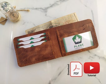Leathercraft Pattern, Leather Bifold Wallet Pdf Pattern with id Window, Downloadable Pdf
