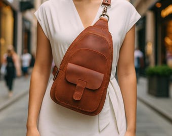 Leather Sling Bag PDF Pattern, DIY Crossbody Leather Bag Pattern, Leather Bag Template
